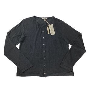 VLAS BLOMME Size 2 (US 6) NWT Button Front Top Shirt Gray 100% Linen Japanese